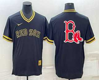 Men%27s Boston Red Sox Big Logo Black Gold Nike Cooperstown Legend V Neck Jersey->baltimore orioles->MLB Jersey